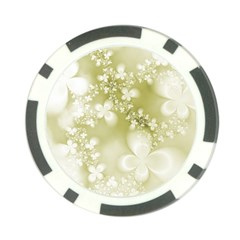 Olive Green With White Flowers Poker Chip Card Guard (10 Pack) by SpinnyChairDesigns