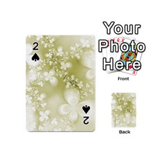 Olive Green With White Flowers Playing Cards 54 Designs (mini) by SpinnyChairDesigns