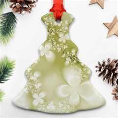 Olive Green With White Flowers Ornament (christmas Tree)  by SpinnyChairDesigns