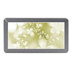 Olive Green With White Flowers Memory Card Reader (mini) by SpinnyChairDesigns