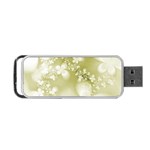 Olive Green With White Flowers Portable USB Flash (Two Sides) Front