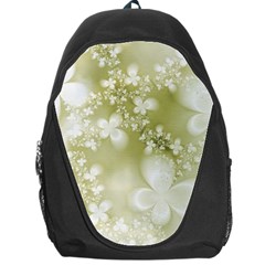 Olive Green With White Flowers Backpack Bag by SpinnyChairDesigns