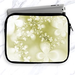 Olive Green With White Flowers Apple Ipad 2/3/4 Zipper Cases by SpinnyChairDesigns