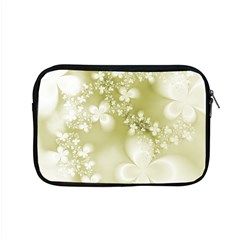 Olive Green With White Flowers Apple Macbook Pro 15  Zipper Case by SpinnyChairDesigns