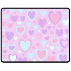 Unicorn Hearts Double Sided Fleece Blanket (medium)  by MooMoosMumma