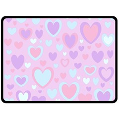 Unicorn Hearts Double Sided Fleece Blanket (large)  by MooMoosMumma