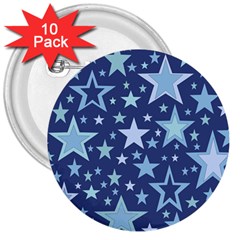 Stars Blue 3  Buttons (10 Pack)  by MooMoosMumma