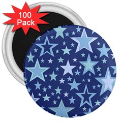 Stars Blue 3  Magnets (100 Pack) by MooMoosMumma