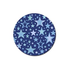 Stars Blue Rubber Coaster (round)  by MooMoosMumma