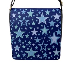 Stars Blue Flap Closure Messenger Bag (l) by MooMoosMumma