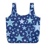 Stars Blue Full Print Recycle Bag (L) Front