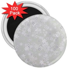 Ash Grey Floral Pattern 3  Magnets (100 Pack) by SpinnyChairDesigns