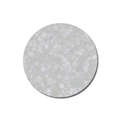 Ash Grey Floral Pattern Rubber Coaster (round)  by SpinnyChairDesigns