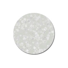 Ash Grey Floral Pattern Magnet 3  (round) by SpinnyChairDesigns