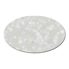 Ash Grey Floral Pattern Oval Magnet by SpinnyChairDesigns