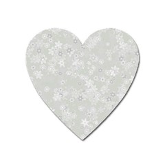 Ash Grey Floral Pattern Heart Magnet by SpinnyChairDesigns