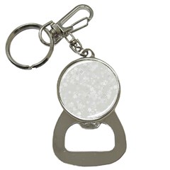 Ash Grey Floral Pattern Bottle Opener Key Chain by SpinnyChairDesigns