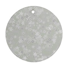 Ash Grey Floral Pattern Round Ornament (two Sides) by SpinnyChairDesigns