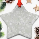 Ash Grey Floral Pattern Star Ornament (Two Sides) Front