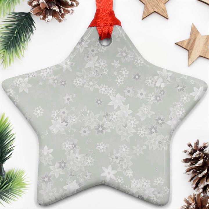 Ash Grey Floral Pattern Star Ornament (Two Sides)