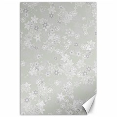 Ash Grey Floral Pattern Canvas 20  X 30  by SpinnyChairDesigns