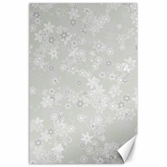 Ash Grey Floral Pattern Canvas 24  X 36  by SpinnyChairDesigns