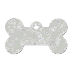 Ash Grey Floral Pattern Dog Tag Bone (one Side) by SpinnyChairDesigns