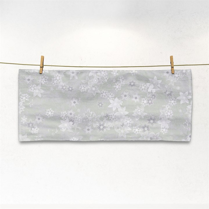 Ash Grey Floral Pattern Hand Towel