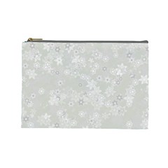 Ash Grey Floral Pattern Cosmetic Bag (large) by SpinnyChairDesigns