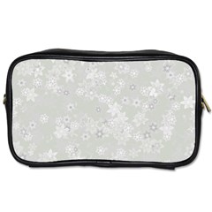 Ash Grey Floral Pattern Toiletries Bag (one Side) by SpinnyChairDesigns