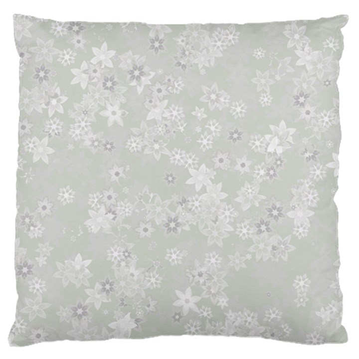 Ash Grey Floral Pattern Large Cushion Case (One Side)