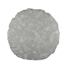 Ash Grey Floral Pattern Standard 15  Premium Flano Round Cushions by SpinnyChairDesigns