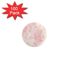 Baby Pink Floral Print 1  Mini Magnets (100 Pack)  by SpinnyChairDesigns