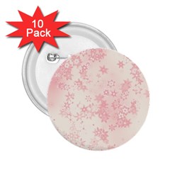 Baby Pink Floral Print 2 25  Buttons (10 Pack)  by SpinnyChairDesigns