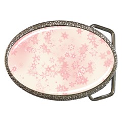 Baby Pink Floral Print Belt Buckles by SpinnyChairDesigns