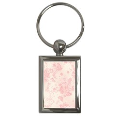 Baby Pink Floral Print Key Chain (rectangle) by SpinnyChairDesigns