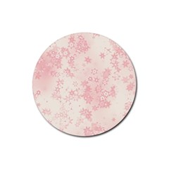 Baby Pink Floral Print Rubber Round Coaster (4 Pack)  by SpinnyChairDesigns