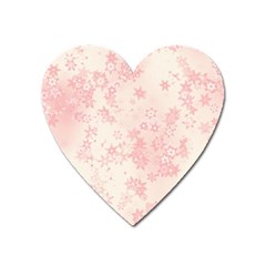 Baby Pink Floral Print Heart Magnet by SpinnyChairDesigns