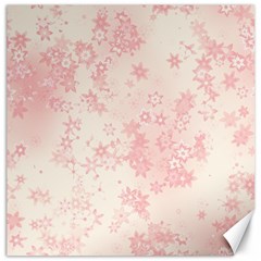 Baby Pink Floral Print Canvas 20  X 20  by SpinnyChairDesigns