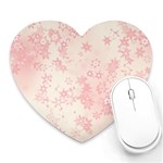 Baby Pink Floral Print Heart Mousepads Front