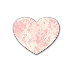 Baby Pink Floral Print Heart Coaster (4 Pack)  by SpinnyChairDesigns