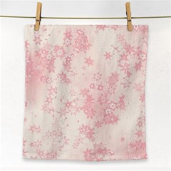 Baby Pink Floral Print Face Towel by SpinnyChairDesigns