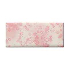 Baby Pink Floral Print Hand Towel by SpinnyChairDesigns