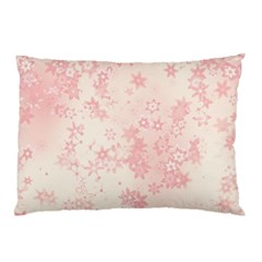 Baby Pink Floral Print Pillow Case by SpinnyChairDesigns