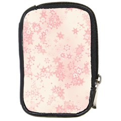 Baby Pink Floral Print Compact Camera Leather Case by SpinnyChairDesigns