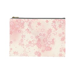 Baby Pink Floral Print Cosmetic Bag (large) by SpinnyChairDesigns