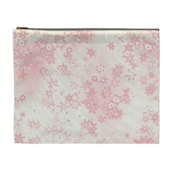 Baby Pink Floral Print Cosmetic Bag (xl) by SpinnyChairDesigns