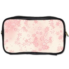 Baby Pink Floral Print Toiletries Bag (one Side) by SpinnyChairDesigns