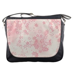 Baby Pink Floral Print Messenger Bag by SpinnyChairDesigns