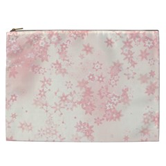 Baby Pink Floral Print Cosmetic Bag (xxl) by SpinnyChairDesigns